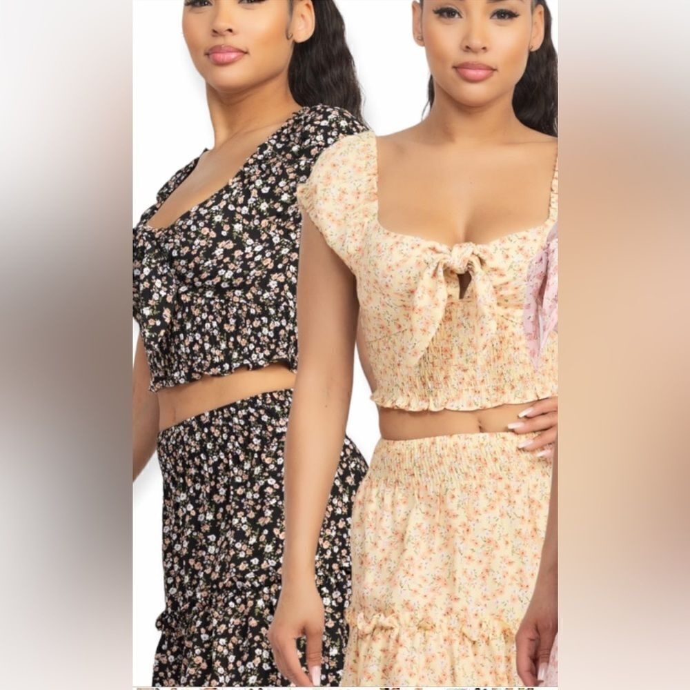 fashion. Brand new two piece set. black with floral design